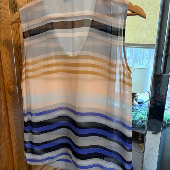 CAbi Striped V-Neck Sleeveless Camisole in Peach, Blue and Black - Picture 3 of 3